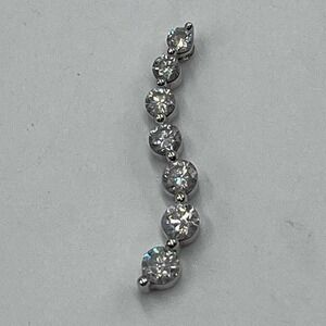 14K White Gold Journey Wave Seven Round Brilliant Cut Diamond Pendant .89-1 CTTW
